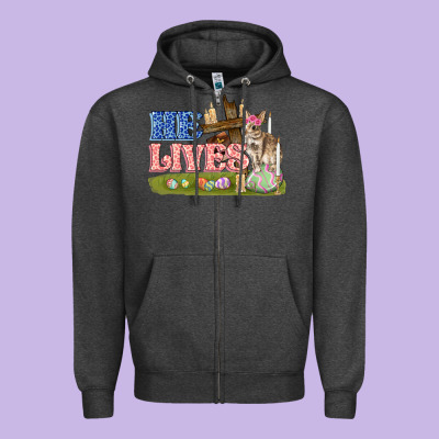 He Lives Easter Zipper Hoodie Designed By Fadigitalartstudio