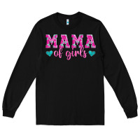 Black mama of girls floral pattern turquoise heart Long Sleeve Tee - Jasminsmagicworld