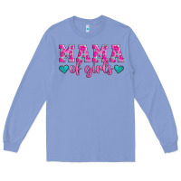 Colony Blue mama of girls floral pattern turquoise heart Long Sleeve Tee - Jasminsmagicworld