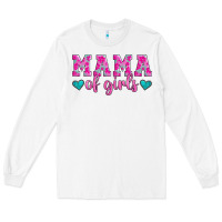 Mama Of Girls Floral Pattern Turquoise Heart Long Sleeve Tee | Teevron