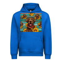 Cobalt Chocolate Labrador with sunflowers western Urban Hoodie - Artiststas