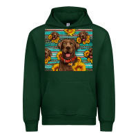 Forest Green Chocolate Labrador with sunflowers western Urban Hoodie - Artiststas