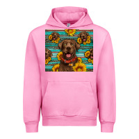 Fuchsia Pink Chocolate Labrador with sunflowers western Urban Hoodie - Artiststas