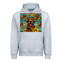 Heather Grey Chocolate Labrador with sunflowers western Urban Hoodie - Artiststas