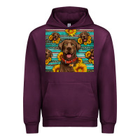 Mauve Wine Chocolate Labrador with sunflowers western Urban Hoodie - Artiststas