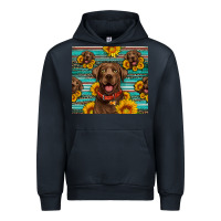 Navy Chocolate Labrador with sunflowers western Urban Hoodie - Artiststas