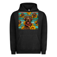Pigment Black Chocolate Labrador with sunflowers western Urban Hoodie - Artiststas
