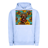 Pigment Grape Ice Chocolate Labrador with sunflowers western Urban Hoodie - Artiststas