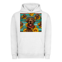 Pigment Lunar Rock Chocolate Labrador with sunflowers western Urban Hoodie - Artiststas