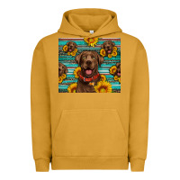 Pigment Peanut Butter Chocolate Labrador with sunflowers western Urban Hoodie - Artiststas