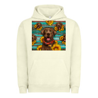 Pigment Pistachio Chocolate Labrador with sunflowers western Urban Hoodie - Artiststas