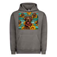 Pigment Tornado Chocolate Labrador with sunflowers western Urban Hoodie - Artiststas