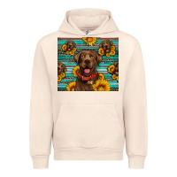 Sandshell Chocolate Labrador with sunflowers western Urban Hoodie - Artiststas