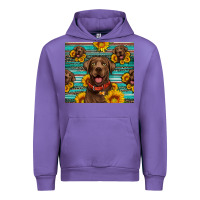 Tulip Chocolate Labrador with sunflowers western Urban Hoodie - Artiststas