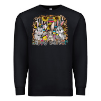 Black Happy Easter Premium Sweatshirt - CowhideDigitalArt