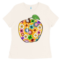 Bone colorful flora apple teacher Ladies Tee - NancyCooperArtShop