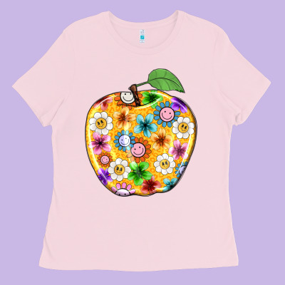 Colorful Flora Apple Teacher Ladies Tee Designed By Nancycooperartshop