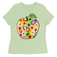 Matcha colorful flora apple teacher Ladies Tee - NancyCooperArtShop