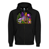 Black mardi gras hanging with my gnomies Zipper Hoodie - FaDigitalArtStudio