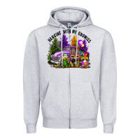 Heather Grey mardi gras hanging with my gnomies Zipper Hoodie - FaDigitalArtStudio