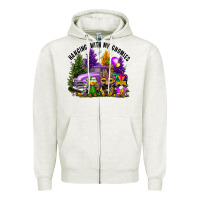 Oatmeal Heather mardi gras hanging with my gnomies Zipper Hoodie - FaDigitalArtStudio