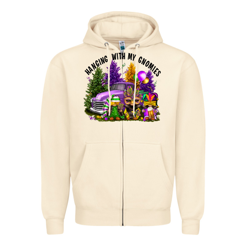 Mardi Gras Hanging With My Gnomies Zipper Hoodie by FaDigitalArtStudio | Teevron