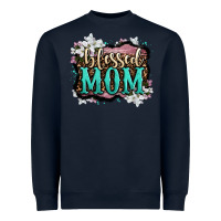 Navy blessed mom Heavyweight Sweatshirt - OliviaCreatesArt
