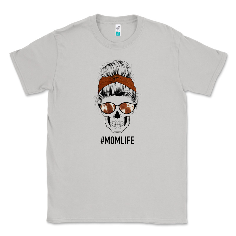 Western Brown Glitter Cowhide Patterned Mom Skull Classic Tee by Bettercallsaul | Teevron