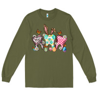 Army Green Happy Easter Day teeth Long Sleeve Tee - HowdyJamesFarm