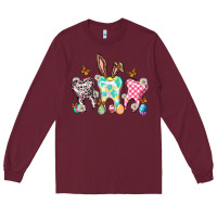 Burgundy Happy Easter Day teeth Long Sleeve Tee - HowdyJamesFarm