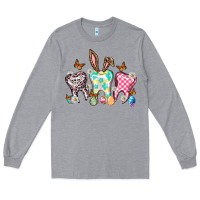 Heather Grey Happy Easter Day teeth Long Sleeve Tee - HowdyJamesFarm