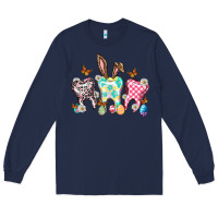 Navy Happy Easter Day teeth Long Sleeve Tee - HowdyJamesFarm