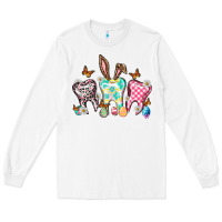 White Happy Easter Day teeth Long Sleeve Tee - HowdyJamesFarm