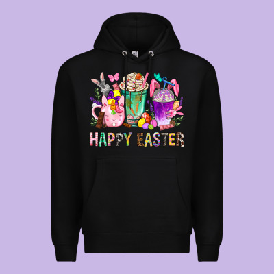 Happy Easter Coffee Cups With Bunny Premium Hoodie Designed By Bundleandbundleshop
