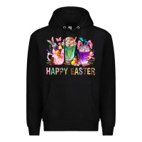 Black Happy Easter Coffee Cups With Bunny Premium Hoodie - BundleAndBundleShop
