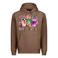 Chestnut Happy Easter Coffee Cups With Bunny Premium Hoodie - BundleAndBundleShop
