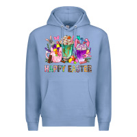 Colony Blue Happy Easter Coffee Cups With Bunny Premium Hoodie - BundleAndBundleShop