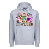 Heather Grey Happy Easter Coffee Cups With Bunny Premium Hoodie - BundleAndBundleShop