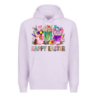 Lilac Happy Easter Coffee Cups With Bunny Premium Hoodie - BundleAndBundleShop