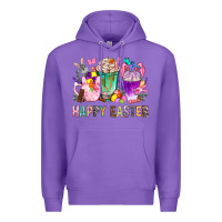Purple Happy Easter Coffee Cups With Bunny Premium Hoodie - BundleAndBundleShop