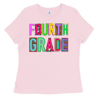 Bubblegum Pink fourth grade Ladies Tee - NancyCooperArtShop