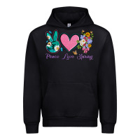 Black peace love springwith flowers and butterfly Urban Hoodie - Artiststas