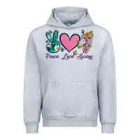 Heather Grey peace love springwith flowers and butterfly Urban Hoodie - Artiststas