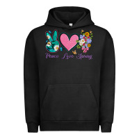 Pigment Black peace love springwith flowers and butterfly Urban Hoodie - Artiststas