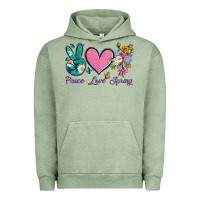 Pigment Oil Green peace love springwith flowers and butterfly Urban Hoodie - Artiststas