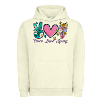 Pigment Pistachio peace love springwith flowers and butterfly Urban Hoodie - Artiststas