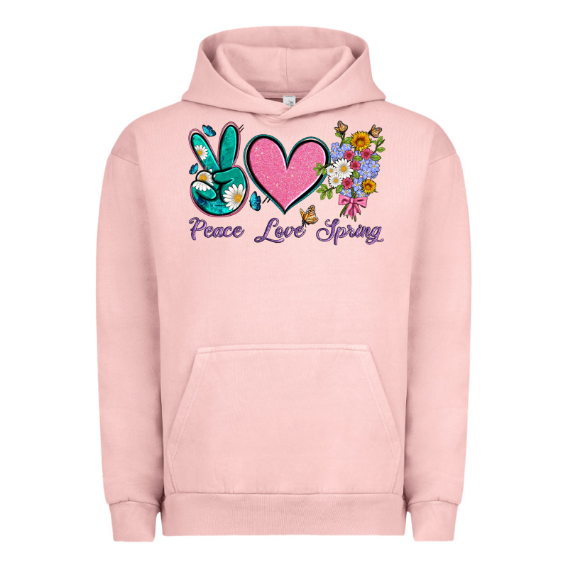 Peace Love Springwith Flowers And Butterfly Urban Hoodie by Artiststas | Teevron