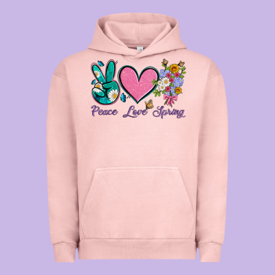 Peace Love Springwith Flowers And Butterfly Urban Hoodie Designed By Artiststas