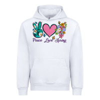 White peace love springwith flowers and butterfly Urban Hoodie - Artiststas