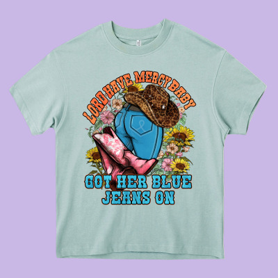 Lord Have Mercy Baby Got Her Blue Jeans On Heavy Core Tee Designed By Nancycooperartshop